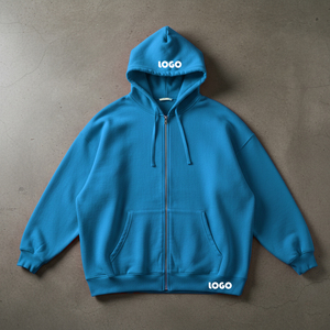 Sweat à capuche zippé personnalisé pour homme, coupe courte, style streetwear, en molleton épais 350 GSM, avec logo imprimé sur mesure, coupe oversize - Product Image 4