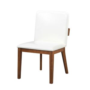 Set di 2 sedie da pranzo moderne in legno con finitura noce e rivestimento in pelle PU bianca lucida - Product Image 2