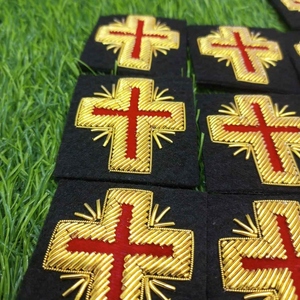 Écussons de qualité supérieure pour prêtres religieux, brodés à la main, personnalisés, en fils d'or, pour la franc-maçonnerie, fournitures de régalia - Product Image 4