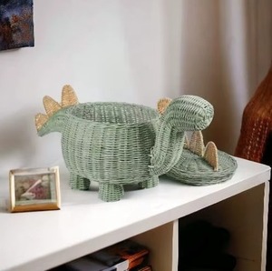 Cesta de Almacenamiento Ecológica de Mimbre, Linda Cesta Rectangular de Color Verde, Ligera, Multifuncional, Moderna, para Cuarto de Niños o Guardería - Product Image 4