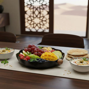 Bandeja de Servir Ovalada Negra de Calidad Deluxe, Plato Decorativo para Frutas, Vajilla para Cocina y Comedor, Suministros para Restaurantes - Product Image 1