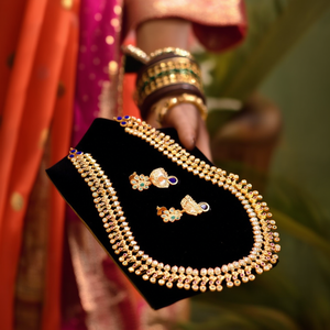 Peacock Floral <b>Bridal</b> <b>Jewelry</b> <b>Set</b> with Jhumka Earrings - Product Image 3