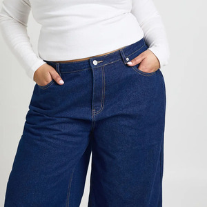 Mejores pantalones vaqueros de mezclilla de tiro alto para mujer, talla grande, de pierna ancha, lavado oscuro, estilo casual, de algodón, largos y holgados, ideales para el verano. - Product Image 3