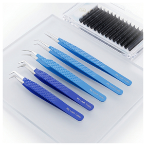 Pince à cils en acier inoxydable à pointe en fibre pour volume 90 degrés, pince à cils pour extension de cils, kit d'extension de cils - Product Image 1