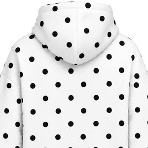 Custom White <b>Black</b> Polka Dot Women Pullover Hoodie Casual Fleece Hooded <b>Sweatshirt</b> with Drawstring Kangaroo Pocket Streetwear - Product Image 3