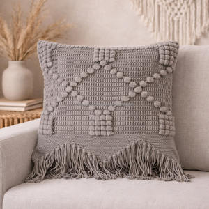 Fundas de Almohada Decorativas Únicas de Algodón, Cojines de Piso Marroquíes, Tamaño Personalizado, Funda de Almohada Bohemia de Lana para Dormitorio - Product Image 4