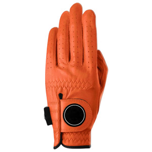 Gant de golf en cuir véritable orange pour droitier, respirant, perforé, antidérapant, avec sangle de poignet réglable, unisexe, sport - Product Image 1
