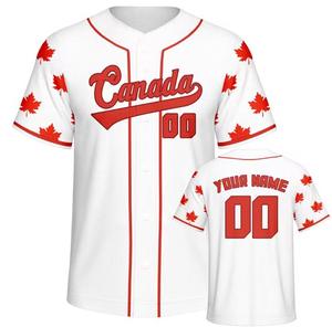 Camiseta de Béisbol Blanca con Hoja de Arce Roja, Nombre y Número Personalizados, Unisex, para Adultos, Poliéster Transpirable, Impresión Digital, Servicio OEM - Product Image 3