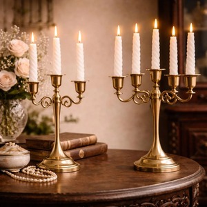 เชิงเทียนทองเหลือง 5 แขน ดีไซน์หรูหรา ทนทาน ตกแต่งบ้าน รูปทรงกลม ราคาดีที่สุด - Product Image 2