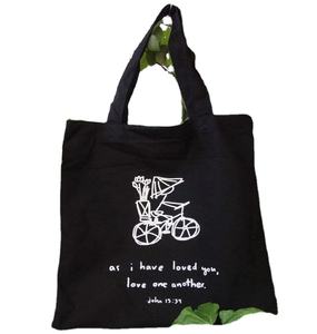 Bolsas de compras de lona de algodón sin blanquear con logotipo personalizado impreso al por mayor, bolso de mano publicitario con mango de letras, reutilizable a la moda - Product Image 1