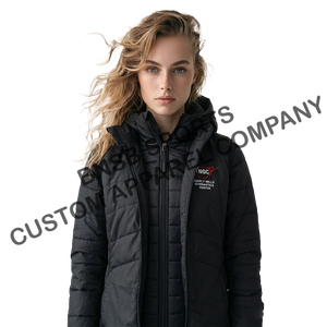 Veste matelassée pour femme, manches longues, col double couche, fermeture éclair, couleur unie, vêtement d'extérieur d'hiver, tissu respirant à mémoire de forme 100% - Product Image 1
