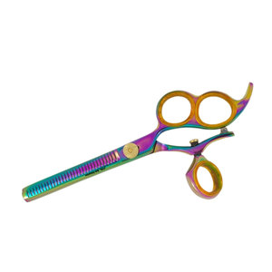 ชุดกรรไกรตัดผมไทเทเนียมเคลือบไทเทเนียมสีรุ้ง2ชิ้น3วงแหวนสำหรับตัดผมและขัดเงา - Product Image 2