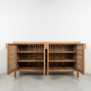Teak Wood <b>Sideboard</b> Woven Rope 4 Door Cabinet Dining Room Buffet <b>Storage</b> Credenza for Modern Luxury Home Furniture Wholesale - Product Image 5