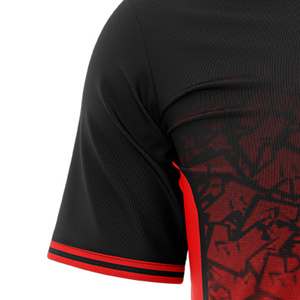 Camiseta de Fútbol Unisex Sublimada Personalizada, Degradado Rojo y Negro, Cuello Redondo, Mangas Cortas, Bloques de Color, Absorbe la Humedad, Corte Regular, para Todos - Product Image 3