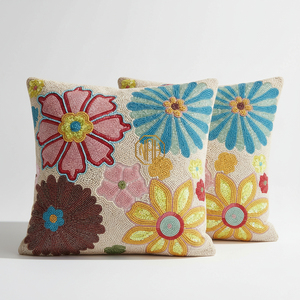 Elegante Funda de Cojín Decorativa con Bordado Floral con Cuentas para Decoración de Sala de Estar, Dormitorio y Sofá - Product Image 5
