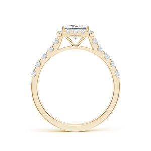 Bague de fiançailles en diamant de laboratoire IGI, taille princesse, avec halo, plaqué rhodium, or 10K 14K 18K, argent 925, cadeau d'anniversaire - Product Image 3