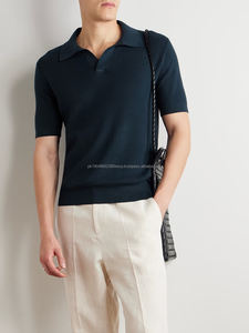 Polo décontracté pour homme à col en V, léger et respirant, avec logo personnalisé, en maille unie, écologique et à manches courtes - Product Image 2