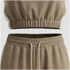 Women Casual Two-Piece Tracksuit Set Short Sleeve Crew Neck Solid Color Drawstring <b>Pants</b> Loose Fit Breathable <b>Spandex</b> Cotton - Product Image 5