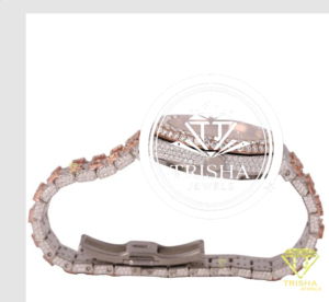Reloj de Lujo Exclusivo con Piedras de Moissanita con Apariencia de Diamante y Diseño de Brazalete de Dos Tonos - Product Image 3