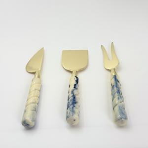 Juego de Cubiertos para Restaurantes, Acabado Dorado, Juego de 3 Piezas, Cuchillo para Queso y Cuchillo de Cocina de Metal, Juego de Herramientas Personalizadas, Fácil Agarre - Product Image 2