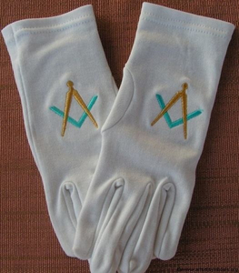 Guantes Masónicos Blancos de Algodón de la Logia de la Estrella del Este, Guantes Masónicos Personalizados de Algodón, Precio Económico, Precio al por Mayor, OEM - Product Image 1