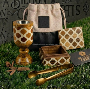 Ensemble brûleur d'encens en bois d'acacia de qualité supérieure avec boîte de rangement décorative pour Oud, pinces métalliques, Bakhoor arabe, parfum d'ambiance pour la maison - Product Image 4