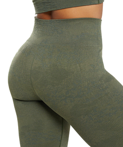 High Waist Full Length Yoga Leggings Solid Olive Green Seamless Stretchy Workout Pants For Gym Fitness Running - Product Image 6