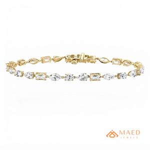 18K Gold Plated 925 Silver Multi Shape Moissanite Hiphop Tennis <b>Bracelet</b> Round Brilliant Cut Unisex Wedding Jewelry Gift - Product Image 1