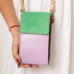 Genuine Leather Women's <b>Small</b> phone cover pouch Crossbody <b>Handbag</b> with Carved Mobile Phone Pocket Western Hair Hide Design - Product Image 1