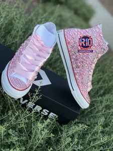 Zapatillas de lona de caña alta con diamantes de imitación para mujer, zapatillas brillantes con cristales, suela de goma, calzado con cordones y lentejuelas, zapatos planos con brillo para caminar para mujer - Product Image 5