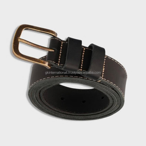 Cinturón casual de cuero negro y marrón de alta calidad para hombre, cinturón informal de negocios con hebilla de un solo gancho de latón resistente y duradero. - Product Image 2