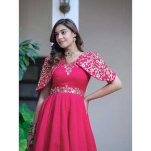 Magnifique robe rose élégante avec dupatta pour les fêtes, vêtements indiens et pakistanais, taille L, 950g, Maruti Fashion - Product Image 6
