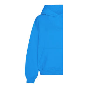 Sweat à capuche d'hiver pour femme 100% coton molletonné écologique respirant coupe-vent brodé surdimensionné avec logo frontal uni bleu foncé OEM - Product Image 6