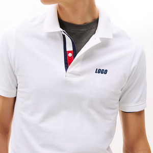 Polo de algodón puro de corte ajustado para hombre, transpirable, de punto piqué, elegante e informal, premium, con logotipo bordado personalizado. - Product Image 4