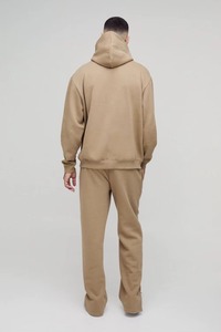 Ensemble de survêtement unisexe kaki à capuche, longueur intégrale, 100 % coton, respirant, anti-plis, décontracté, pour l'hiver, avec logo imprimé, design 2-en-1 - Product Image 5