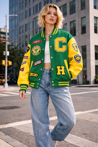 แจ็คเก็ตหนัง PU แบบ Varsity สำหรับผู้ชาย น้ำหนักเบา สไตล์ Letterman แจ็คเก็ตเบสบอล กันลม รับผลิตตามแบบ OEM ขั้นต่ำ 10 ชิ้น - Product Image 3