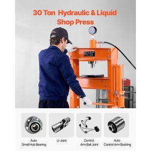 Pressa Idraulica da Officina da 30 Tonnellate con Supporto Triangolare Regolabile per Pavimento del Garage e Piastra di Pressione Pneumatica con Nucleo in Acciaio - Product Image 2