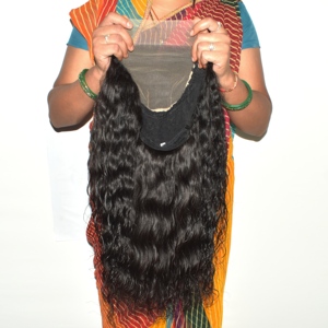 Extensiones de Cabello Humano Remy Indio Natural Ondulado sin Procesar 100% Cabello de Templo Premium Fusion Wig con Doble Trama a Máquina - Product Image 5
