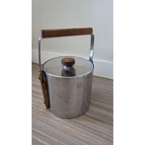 Seau à glace en acier inoxydable fait main, grand seau à glace en métal pour boissons, avec poignées et couvercle en bois, idéal pour les fêtes - Product Image 2
