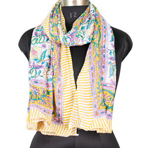 Luxury Cotton Hand Block Print <b>Sarong</b> Multicolor Floral Print Long Scarf Soft Beach Wear Pareo Bikini Cover-up Pareo - Product Image 6