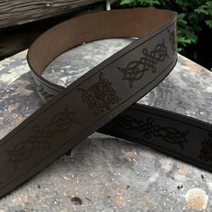 Ceinture écossaise en cuir véritable avec motif géométrique brodé, boucle ardillon argentée, style décontracté, en cuir de vachette durable - Product Image 5