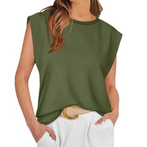 Tank <b>Top</b> Export Women's Solid Color Cotton Comfortable Sleeveless Casual Shirt Soft Breathable Lightweight Summer <b>Top</b> for Women - Product Image 2