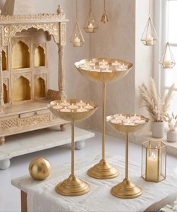 Cuenco decorativo para velas, cuenco con pedestal, decoración para Diwali con diyas y velas de té, y decoración para balcones exteriores de la India. - Product Image 2