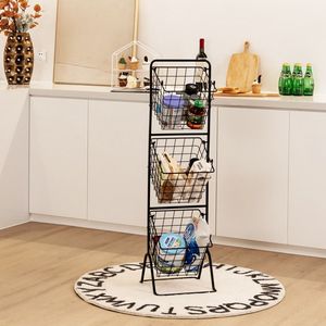 Adjustable Heights 3-Tier Wire Fruit Basket <b>Stand</b> Premium <b>Stand</b> for Displaying Fruits and <b>Vegetables</b> - Product Image 3