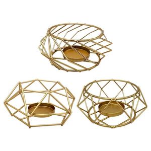 Geometric Gold Metal <b>Lantern</b> Hexagon Shape Home Decoration Durable Candle Holder - Product Image 3