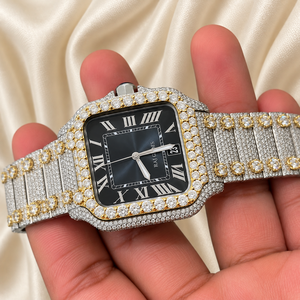 Reloj de Diamantes de Lujo Raj Gems, Esfera Cuadrada, Analógico de Cuarzo, Unisex, Correa de Acero Inoxidable de 20 mm, Números Romanos, Cristal de Zafiro, Caja - Product Image 4