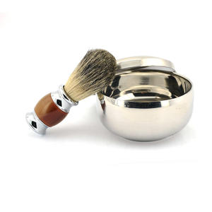 Gift 3pcs Shaving Brush <b>Set</b> Hotel Barber Using Stainless Steel Foaming Kit - Product Image 3