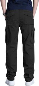 Men's <b>Cargo</b> Pants <b>Stretch</b> Sweatpants Elastic Drawstring Casual Workout Joggers Hiking Tactical Pants with 6 Pockets - Product Image 4