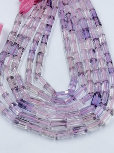 Perles tubulaires facettées en quartz améthyste rose naturel, de 5x10mm à 6x15mm, brin de 14 pouces, perles de pierres précieuses en vrac pour la fabrication de bijoux en Chine - Product Image 3
