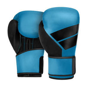 Gants de boxe personnalisés bleus et noirs avec impression graphique - Mitaines de sparring en mousse multicouche - Soutien sécurisé du poignet - Product Image 1